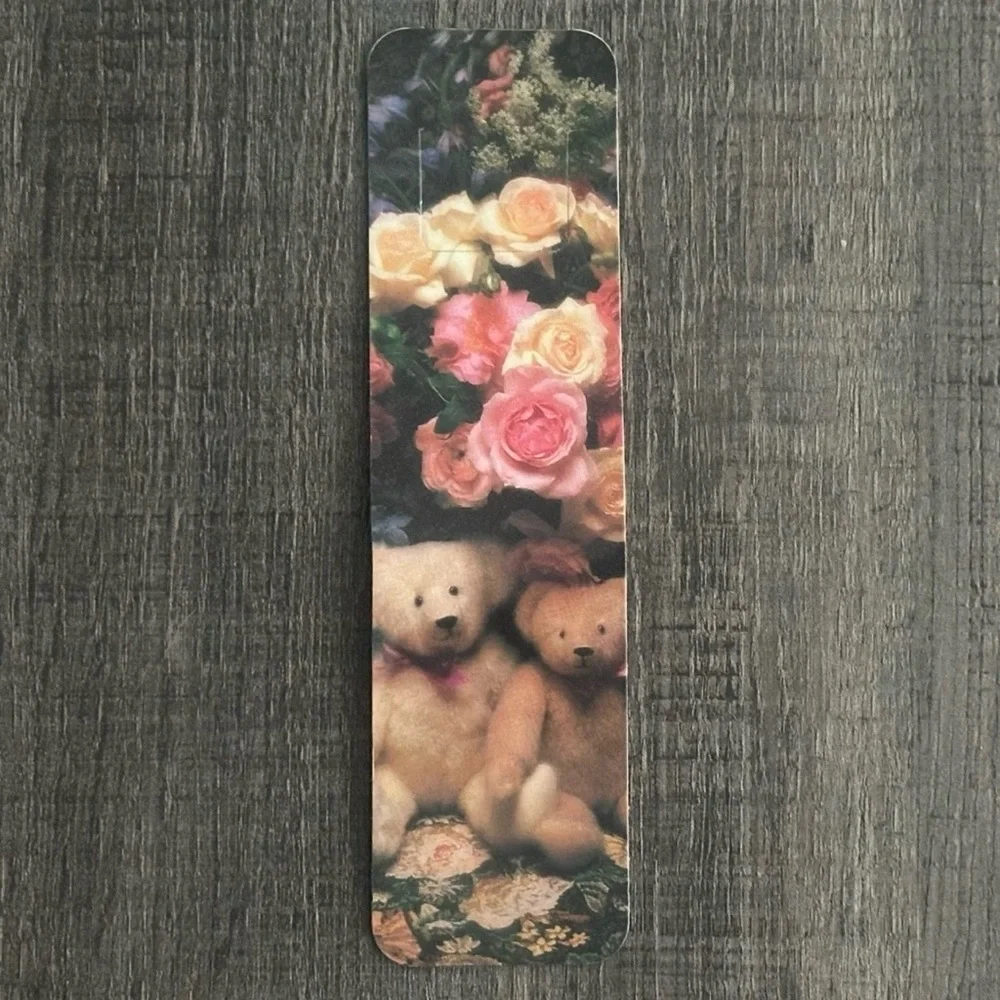 💞 Vintage Floral Teddy Bear Tab-Marks Bookmark